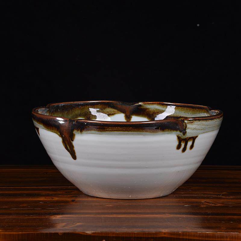 OWM手荷花陶瓷鱼盆窑变荷花碗水鱼缸浅创绘意陶瓷桌植面水培物装