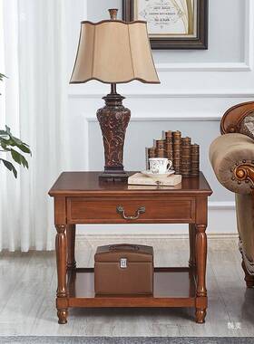 奢美式实木边几欧式沙发边柜bs1224轻角几客厅小方几式小茶中几垒