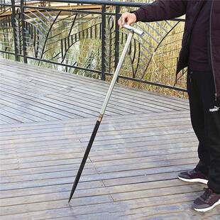 老长三菱冰镩式半轴锻打可拆卸冰穿破孔器冬钓柄冰川炸子破冰锥大