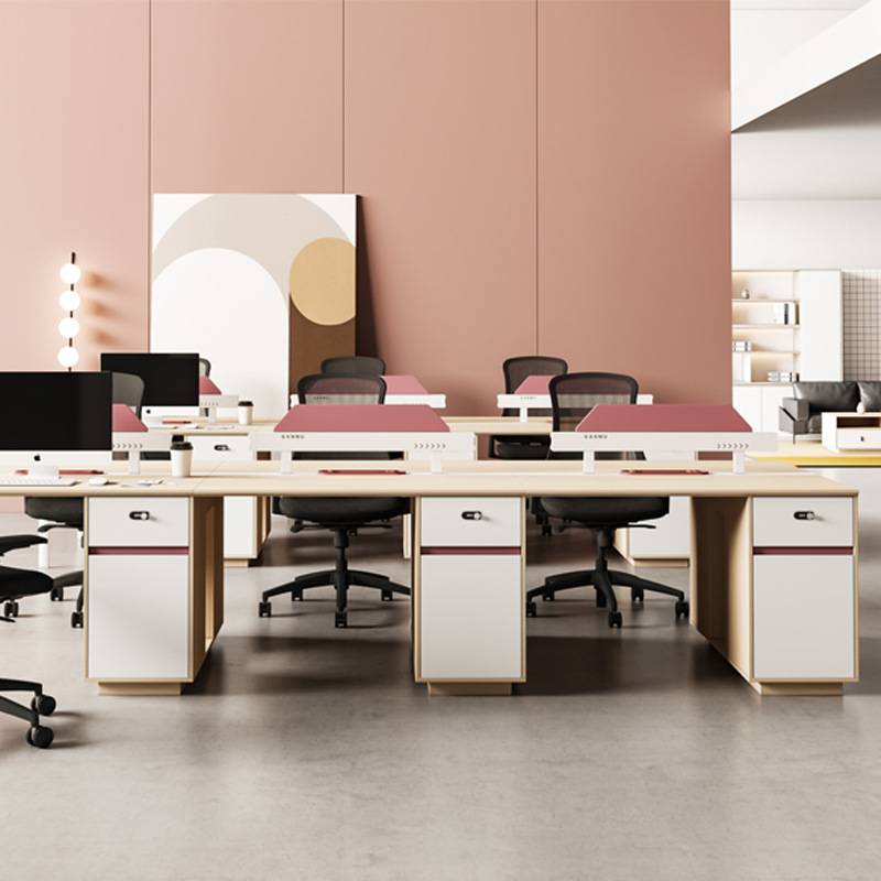 职员办公桌椅组合简约现代员工位两四4人位卡座办公室创意电脑桌
