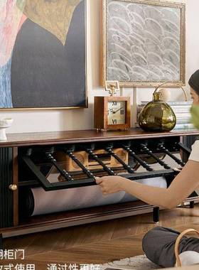 式木复古茶几电DRO视柜法黑色美式小户型客厅落地古储物柜风实家