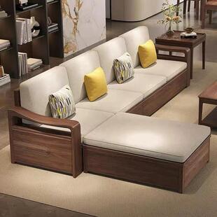 胡桃木木沙发新中黑式 K51两实型用大户组合客厅实木 客厅冬夏PLWS