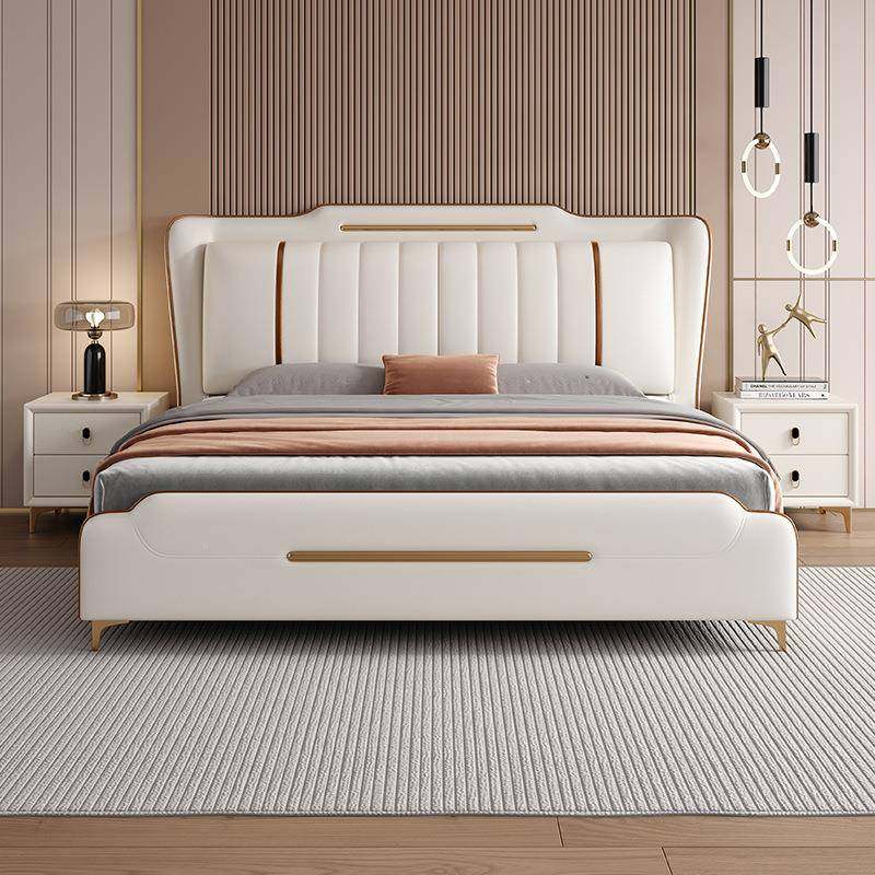 2皮025新款床.747S#8主卧室大双人1.5现代简约实木软包气储物婚x1