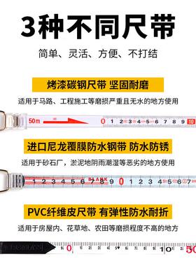 大卷尺5NSC0米30m尺软钢尺10米长尺皮尺米钢卷尺建筑工0程测量手