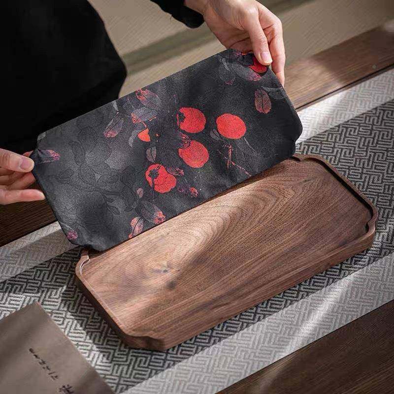 宜桌室茶话胡桃木茶托盘泡盘新中式实木配BHF小茶台长方形茶干席