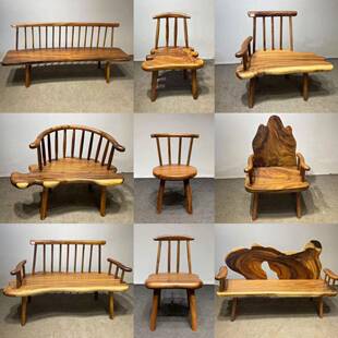 美胡桃凳木随型闲椅靠方山休椅椅子餐椅实木凳靠背椅官WZM帽椅圈