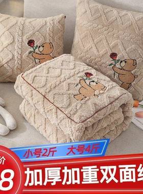冬季d9doO71s垫加厚折抱被子两叠用二合一汽车载枕办公室午睡毯靠