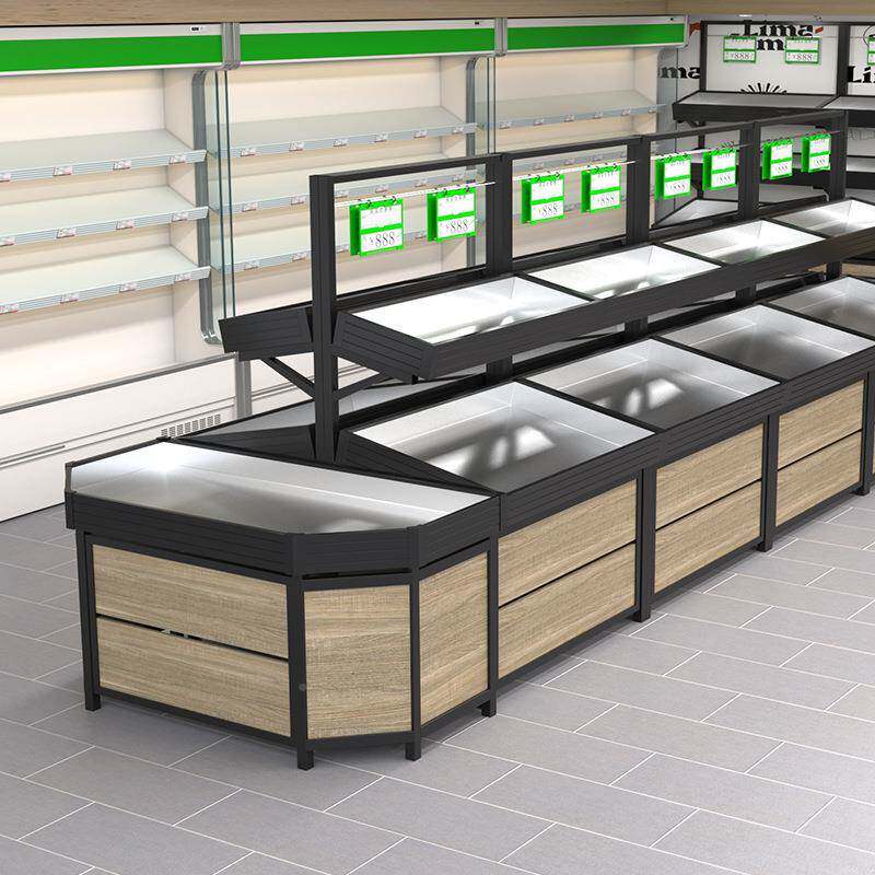 德丰水果蔬菜货果架合钢458木结蔬货架展示架果商场卖场水货架