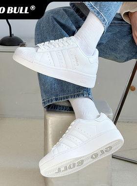 GLO BULL贝壳头板鞋男女2025秋季新款厚底小白鞋百搭运动休闲增高