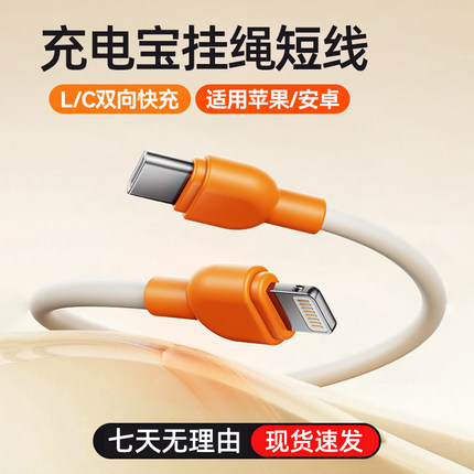 充电宝短线适用REMAX/WK/麦小兜/suiddy机甲同款挂绳数据线PD双向快充CL苹果华为安卓笔记本电脑便携充电线