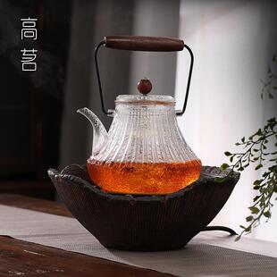 复古提梁壶玻璃煮茶壶蒸馏喷淋式 日式 蒸茶器耐高温电陶炉茶具家用