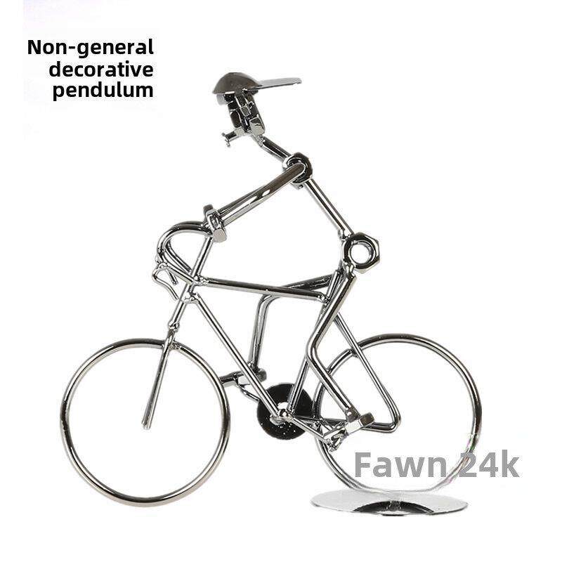 时尚金属单车模型骑自行车铁人摆件浪漫家居装饰品铁艺人物工艺品