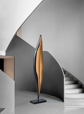 创意抽象木雕工艺酒店样板间玄关装饰落地摆件门店橱窗雕塑艺术品