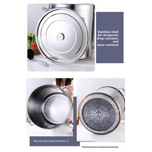 商用翅片节能汤桶不锈钢圆桶加厚大容量覆合底汤锅35/45/50/60CM