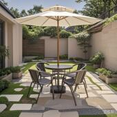 户外遮阳伞庭院折叠大太阳伞阳台摆摊防晒露天花园桌椅休闲中柱伞