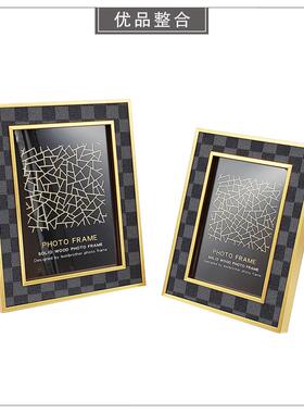 样板间桌面简约家居摆件北欧软装饰品格子边框相架两件套XJ13-1