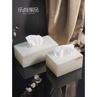 天然大理石纸巾盒销售处软装饰无障碍豪华客厅酒店样板房纸巾盒高