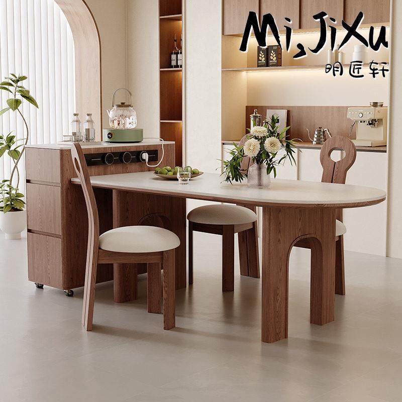 北欧可移动实木岩板多功能餐桌椅组合家用覆古带电源储物窄岛台柜,住宅家具,岛台餐桌,淘宝优惠券,粉丝福利购,淘宝优惠卷