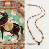 秋意 新中式 民族风天然石长款 项链女复古文艺秋冬款 国风毛衣链