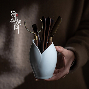 清山胡同陶瓷精致茶道六君子桶功夫茶具茶道配件家用泡茶工具茶筒
