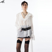 法式 RIP 荷叶边防晒上衣 明星同款 白色轻薄蕾丝衬衫 THE TIE