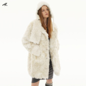 RIPTHETIE冬季 加厚中长款 毛绒环保皮草外套立领保暖休闲时髦百搭