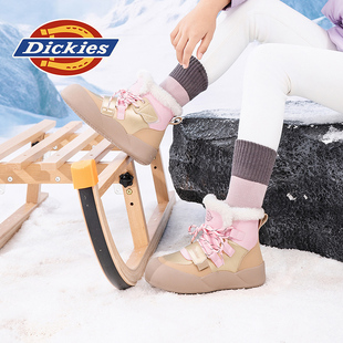 Dickies雪地靴女童中大童加厚短靴儿童保暖棉鞋 李佳琦直播间