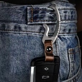 钛合金多功c能汽车钥匙扣 快挂扣腰挂钥匙链弹簧圈撬棍螺丝刀 男士