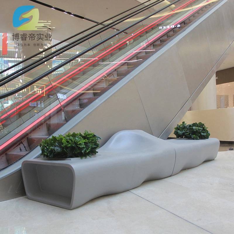 玻璃钢拼接座椅商场休闲椅酒店长条坐凳户外休息长椅商业美陈现货