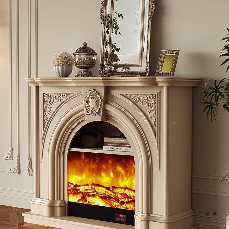 法式无品牌/复古实木壁炉真架玄关柜小户型客厅火仿/壁炉/柜装饰