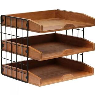 架办公用品桌面收多层置物架木质文件实木学生作VVN本业闹钟纳架