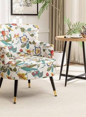 轻美式复古单人发小户沙型用奢阳家台客厅HPN卧室民宿中古风沙发