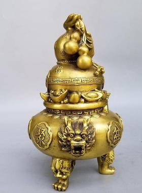 财铜葫芦福禄进宝聚方宝三盆摆件八来百福32452354葫芦龙头足聚宝