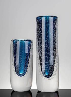 境现代蓝色EEI迷琉璃花瓶花插花装饰器品样板间家居客厅桌餐茶几