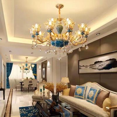 欧PHR约式陶瓷吊灯客厅灯现代简红大气家用网蓝晶色吊灯卧室水灯