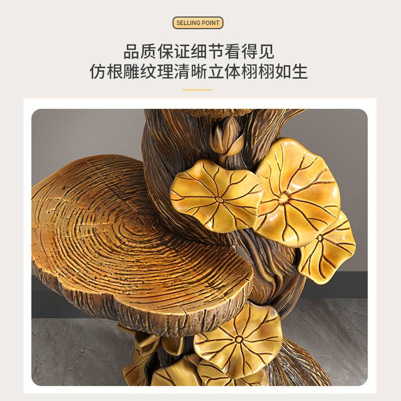 【1415人收藏】树桩摆件多功能花架落地工艺品木质新中式阳台户∑