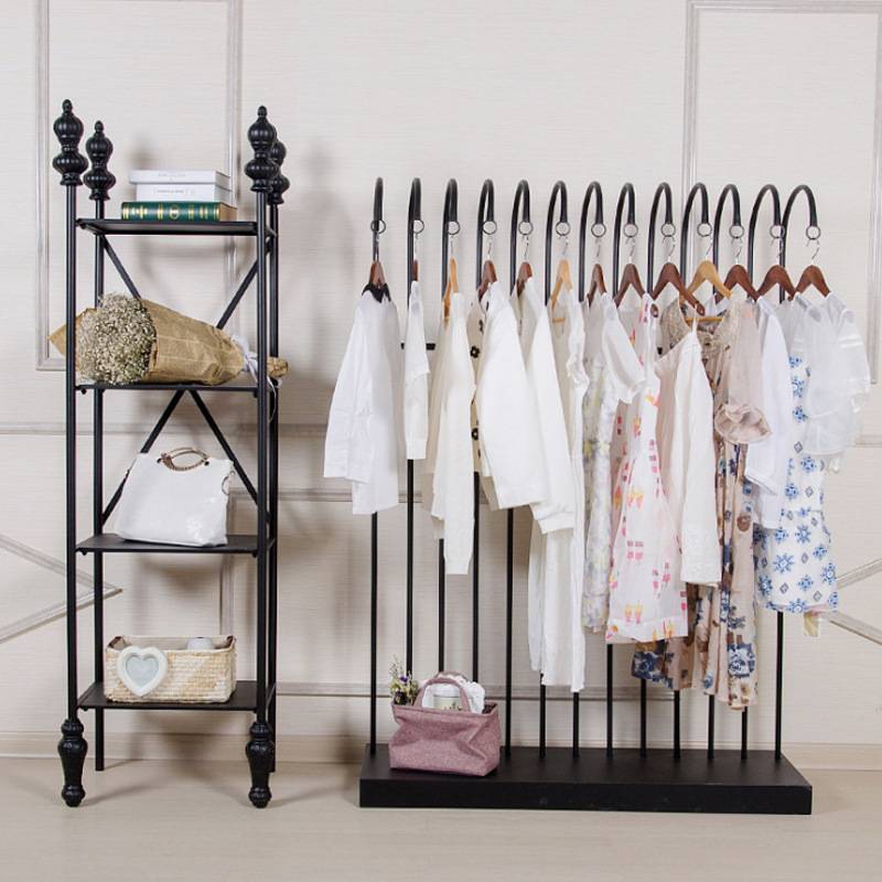铁艺服装展示架男女儿童服装店落地衣架工业风复古侧挂美式乡村