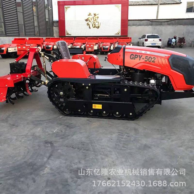 履带式旋耕式耕田机 座驾式履带拖拉机 苗圃小型座驾式旋耕机