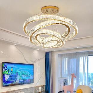 轻奢水晶客梯厅简约灯现代oft旋826转楼长吊灯复式楼挑空别墅大吊