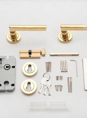 静音体门304不锈钢客厅木门执分手锁锁室内MS012M色简约金门锁压