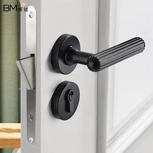 法式灰拉丝简锁欧轻无品牌/奢卧室门磁吸卫间双静开门锁音生家用