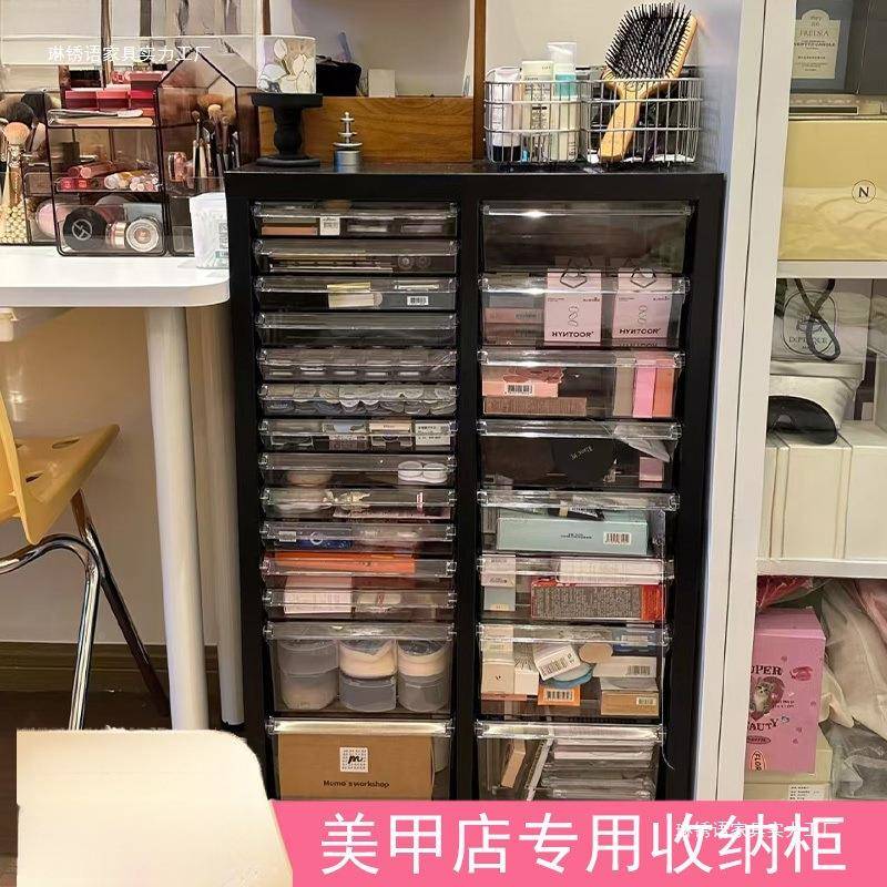 简约文柜美甲料收纳甲油胶柜抽屉式储件柜物烘焙模ORR具资柜票据