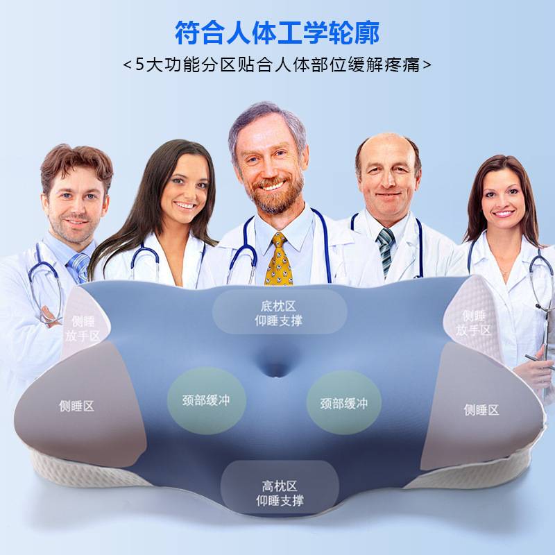 跨境记忆棉枕头颈部按摩护颈枕异形牛角记忆枕亲肤亚马逊记忆枕头