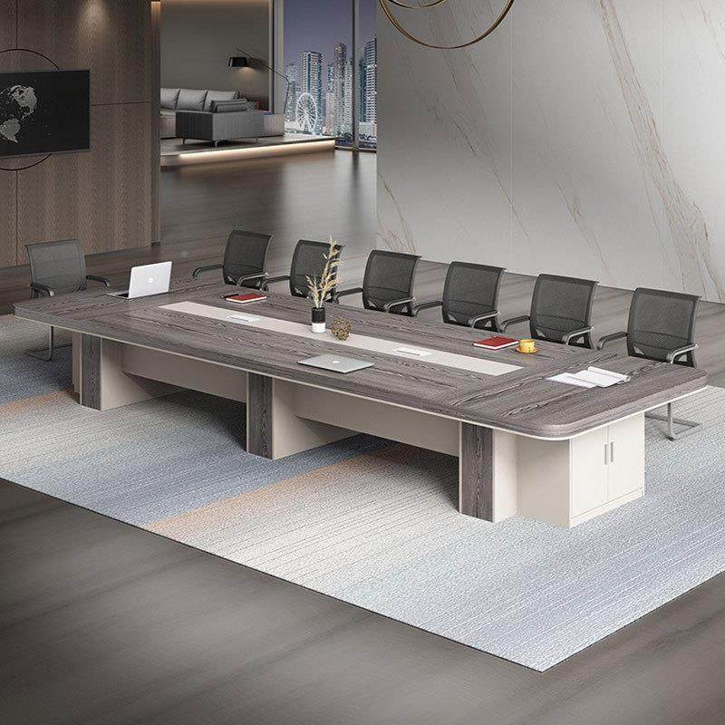 会会议KQU桌长条桌子简约现谈代板轻奢带柜子办公桌议室洽式桌椅