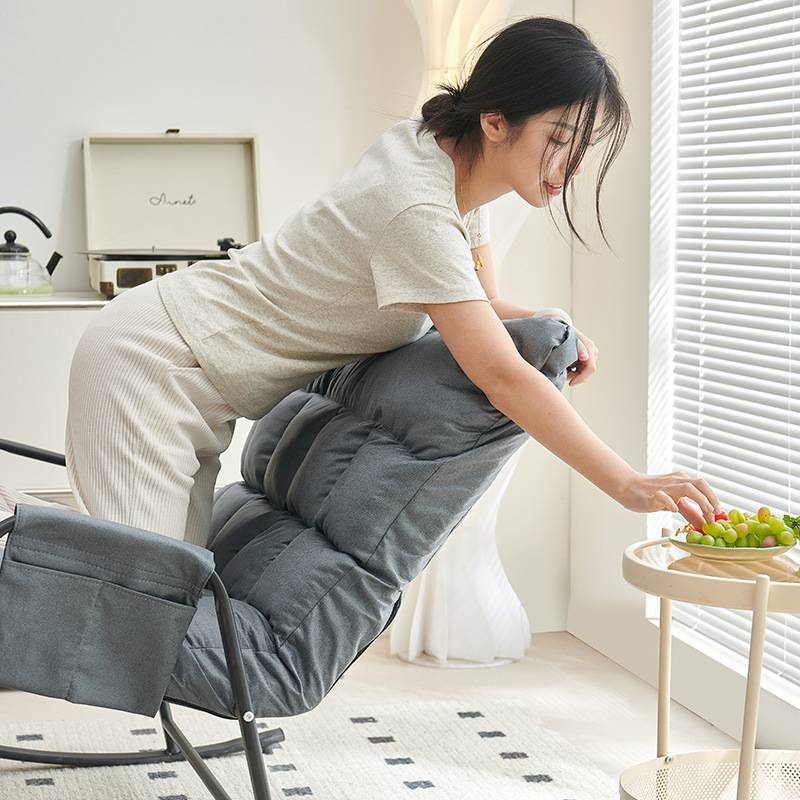 猫抓皮懒人沙发摇摇椅 成人睡觉摇椅 客厅阳台休闲躺椅单人可睡躺