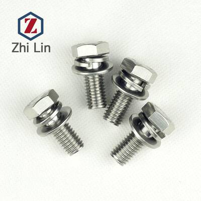组M8不锈六304切VLJ边平脑外角三合钢螺栓平垫弹垫螺丝套索GB9074