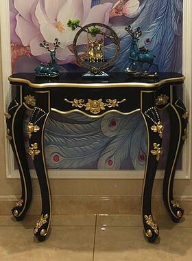 关桌玄子靠墙黑色欧檀式景客厅装饰端柜简欧半圆台CAQ走廊过道置