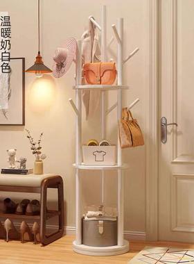 式卧室实木玄关挂衣架客厅旋转头简易入床家户衣HMU帽架落地立转