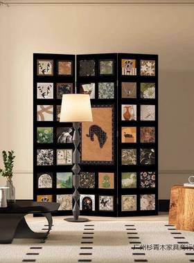 法6952式中屏风隔角断客厅沙卧发转背景玄关室遮挡古家用装饰移动