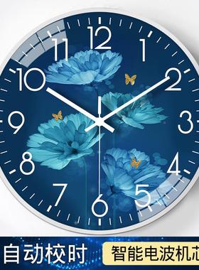 轻奢静性全自动对钟时电波钟客厅个餐厅时DZO表挂墙音